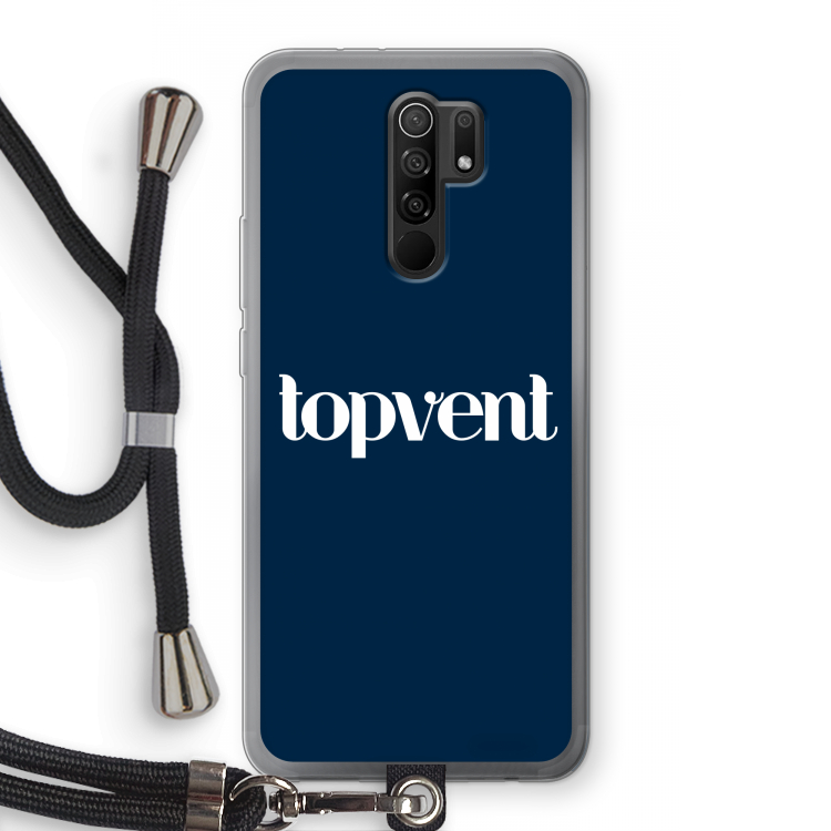 Topvent Navy: Xiaomi Redmi 9 Transparant Hoesje met koord