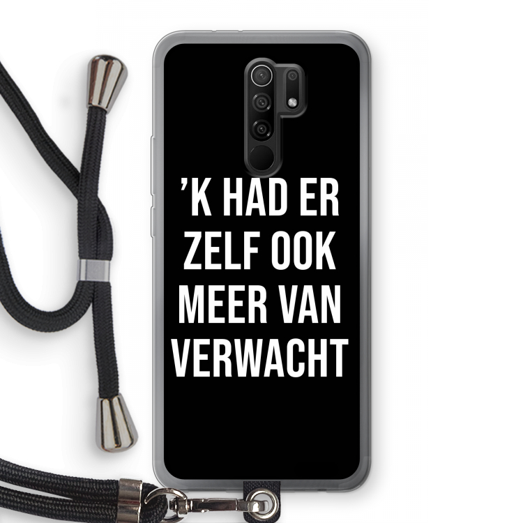 Meer verwacht - Zwart: Xiaomi Redmi 9 Transparant Hoesje met koord