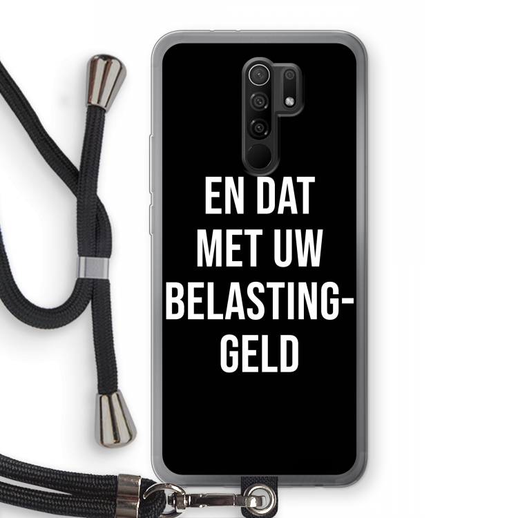 Belastinggeld - Zwart: Xiaomi Redmi 9 Transparant Hoesje met koord