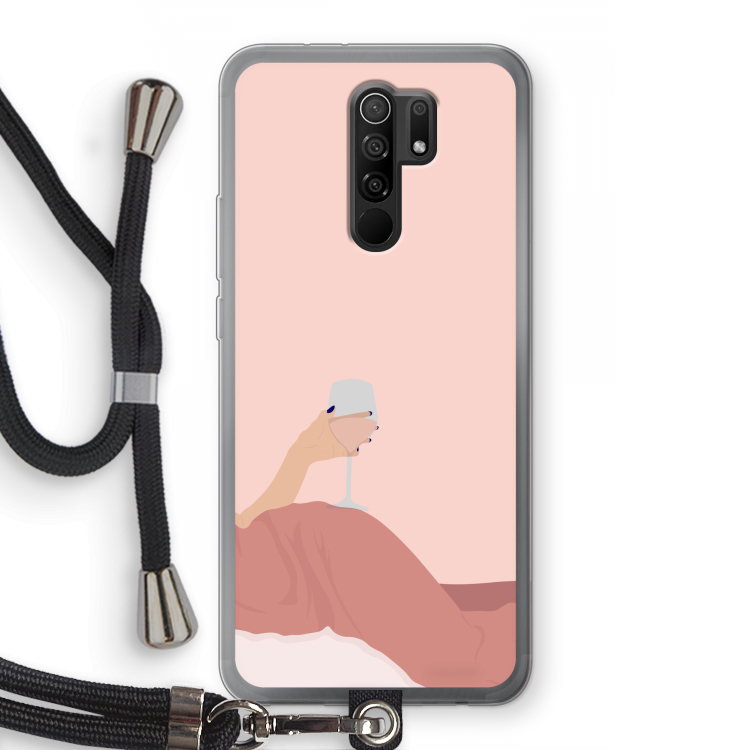 Wine: Xiaomi Redmi 9 Transparant Hoesje met koord
