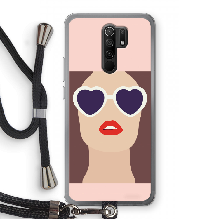 Red lips: Xiaomi Redmi 9 Transparant Hoesje met koord