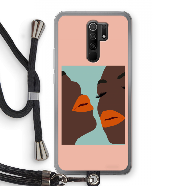 Orange lips: Xiaomi Redmi 9 Transparant Hoesje met koord