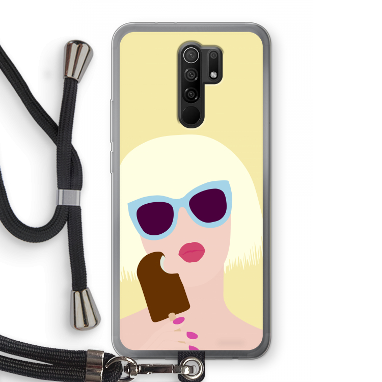 Ice cream: Xiaomi Redmi 9 Transparant Hoesje met koord