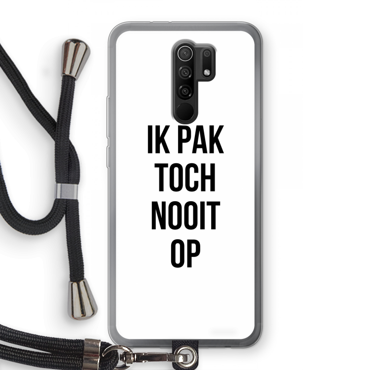 Ik pak nooit op: Xiaomi Redmi 9 Transparant Hoesje met koord