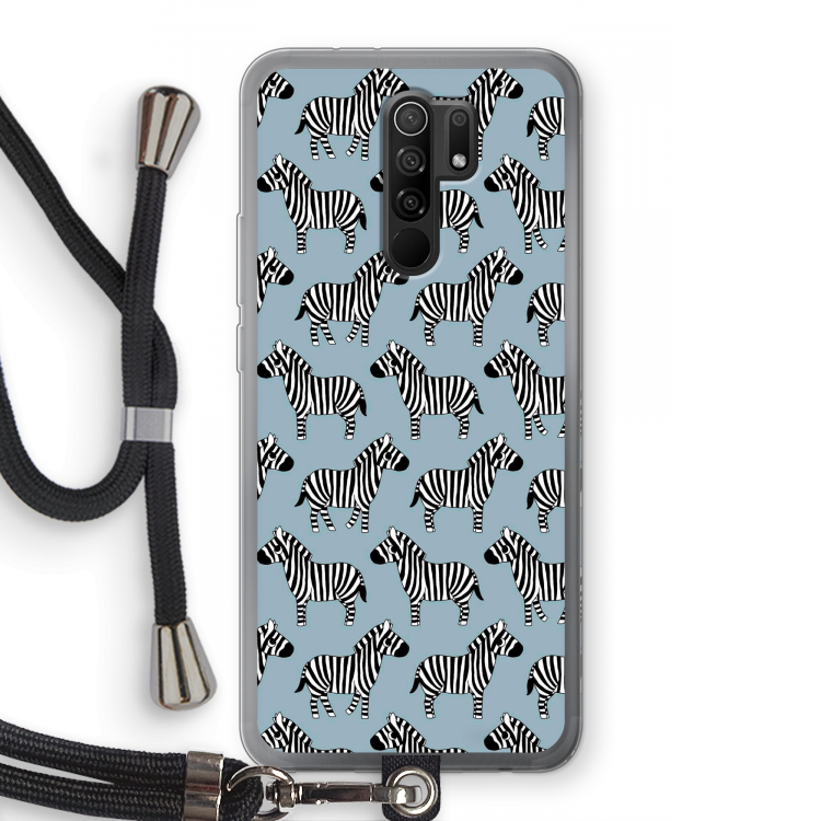 Zebra: Xiaomi Redmi 9 Transparant Hoesje met koord