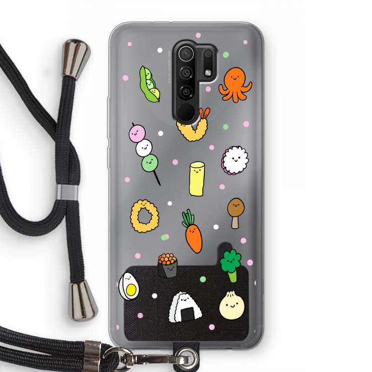 Happy bento friends: Xiaomi Redmi 9 Transparant Hoesje met koord
