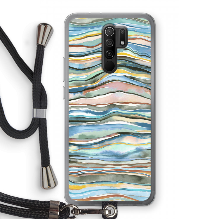 Watercolor Agate: Xiaomi Redmi 9 Transparant Hoesje met koord