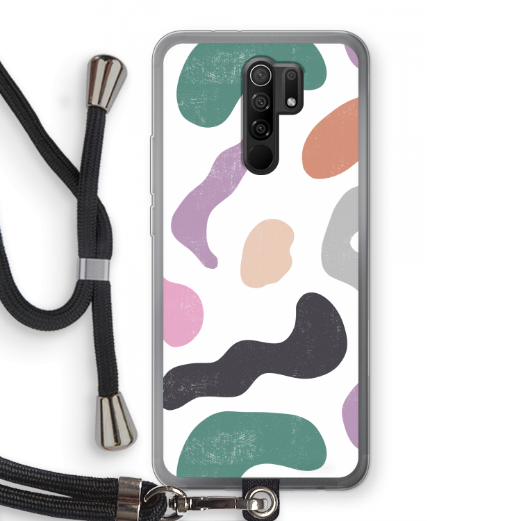 Memphis Shapes: Xiaomi Redmi 9 Transparant Hoesje met koord