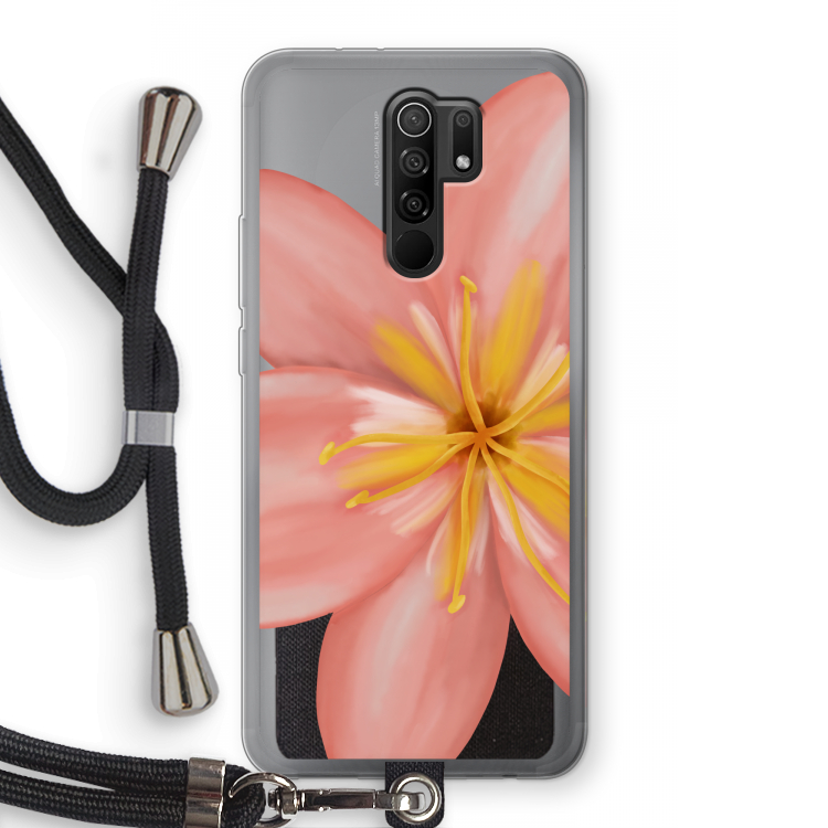 Pink Ellila Flower: Xiaomi Redmi 9 Transparant Hoesje met koord