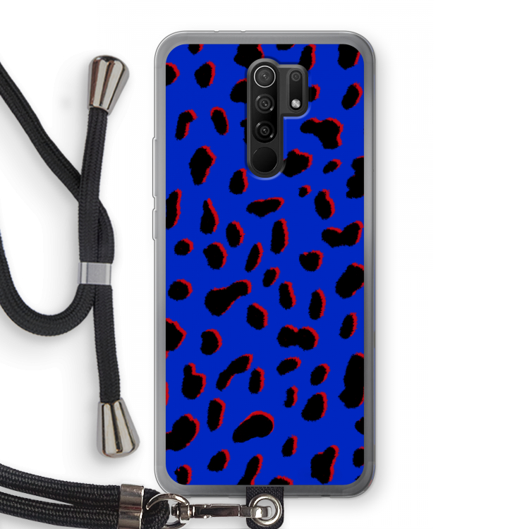 Blue Leopard: Xiaomi Redmi 9 Transparant Hoesje met koord