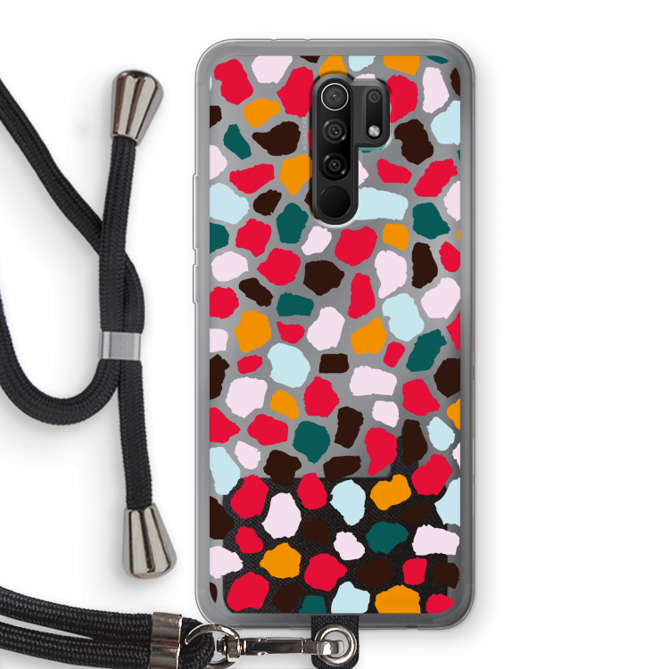 Colored Giraffe: Xiaomi Redmi 9 Transparant Hoesje met koord