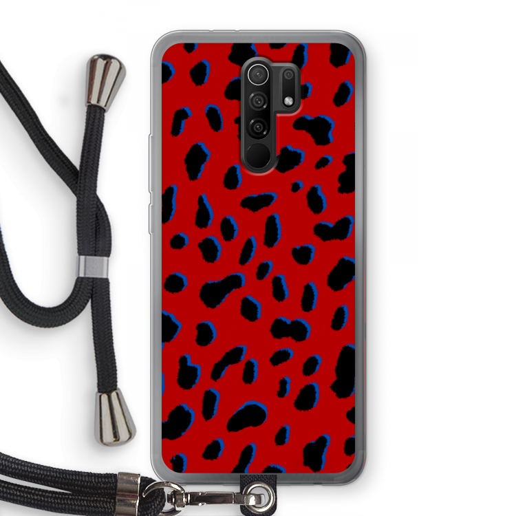 Red Leopard: Xiaomi Redmi 9 Transparant Hoesje met koord