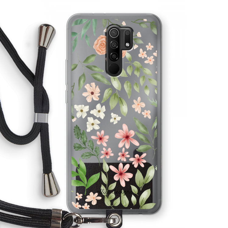 Botanical sweet flower heaven: Xiaomi Redmi 9 Transparant Hoesje met koord