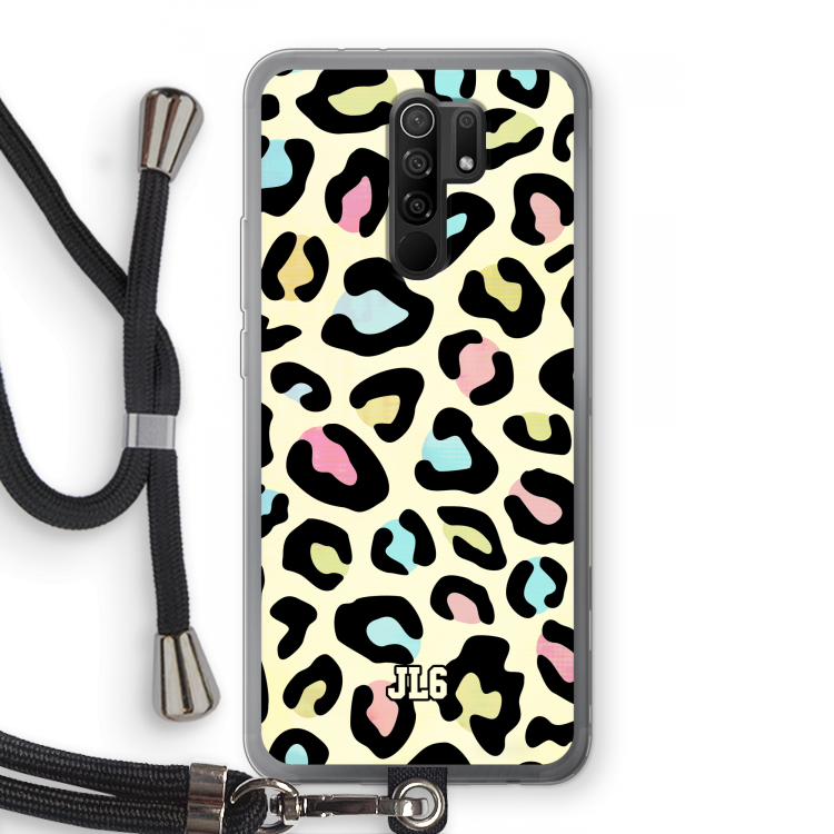 Leopard pattern: Xiaomi Redmi 9 Transparant Hoesje met koord
