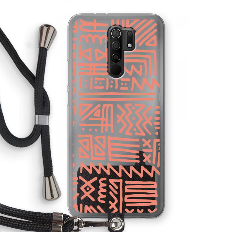 Marrakech Pink: Xiaomi Redmi 9 Transparant Hoesje met koord