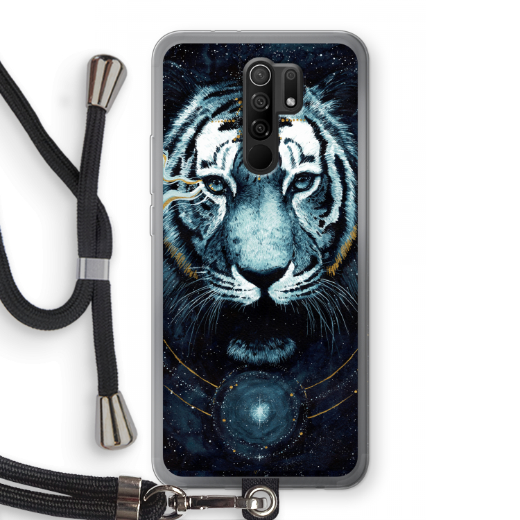 Darkness Tiger: Xiaomi Redmi 9 Transparant Hoesje met koord