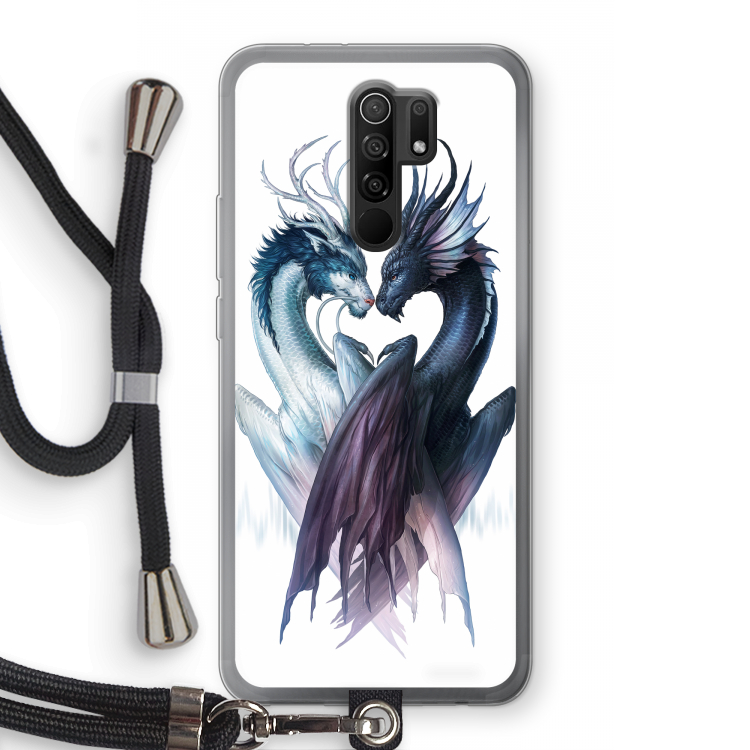Yin Yang Dragons: Xiaomi Redmi 9 Transparant Hoesje met koord