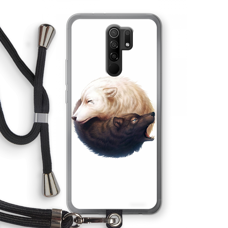Yin Yang Wolves: Xiaomi Redmi 9 Transparant Hoesje met koord