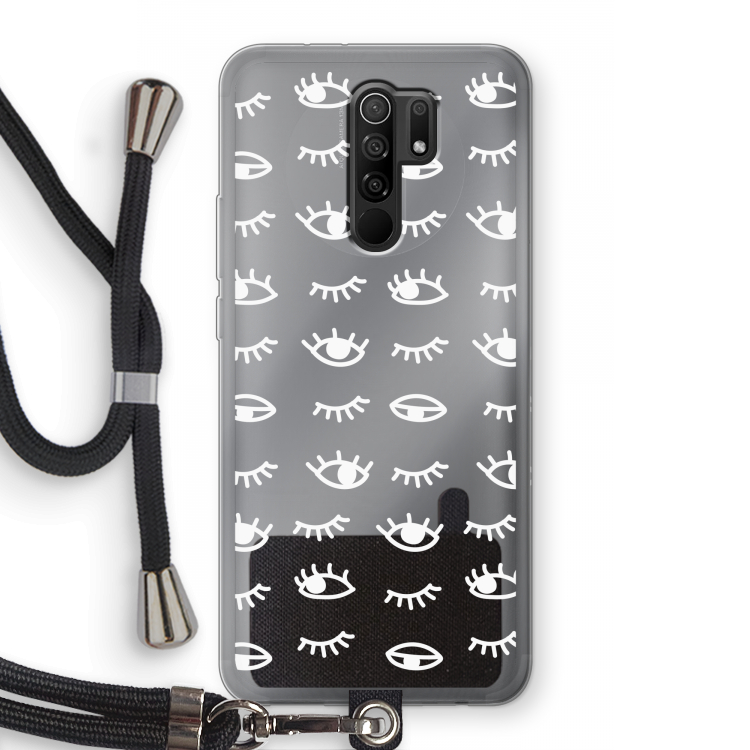 Eye pattern #3: Xiaomi Redmi 9 Transparant Hoesje met koord