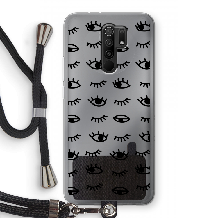 Eye pattern #2: Xiaomi Redmi 9 Transparant Hoesje met koord