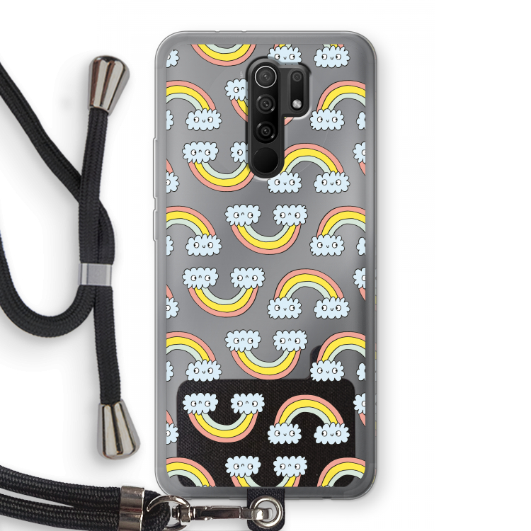 Regenboog: Xiaomi Redmi 9 Transparant Hoesje met koord