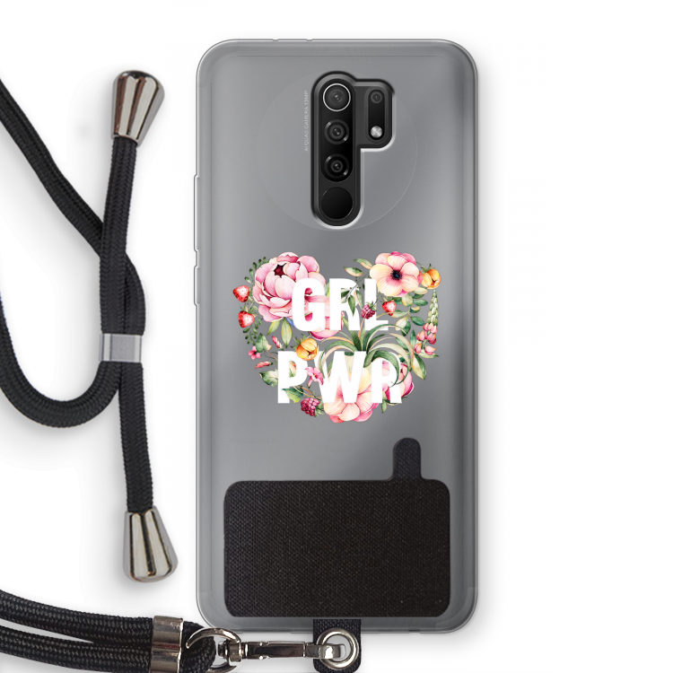 GRL PWR Flower: Xiaomi Redmi 9 Transparant Hoesje met koord