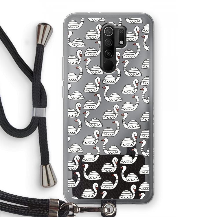 Zwanen: Xiaomi Redmi 9 Transparant Hoesje met koord