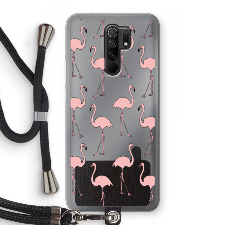 Anything Flamingoes: Xiaomi Redmi 9 Transparant Hoesje met koord