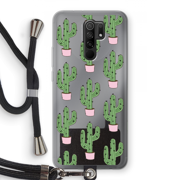 Cactus Lover: Xiaomi Redmi 9 Transparant Hoesje met koord
