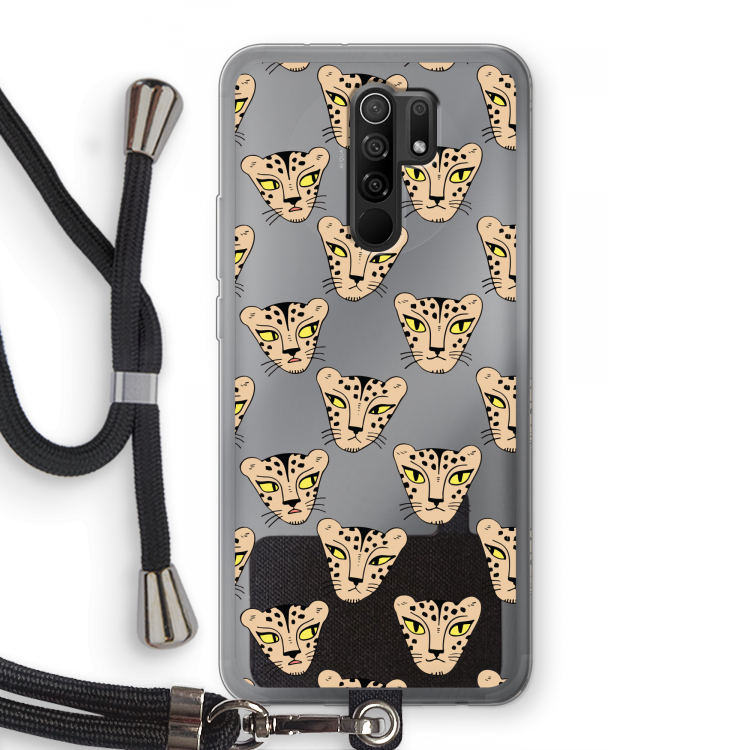 Tijger: Xiaomi Redmi 9 Transparant Hoesje met koord