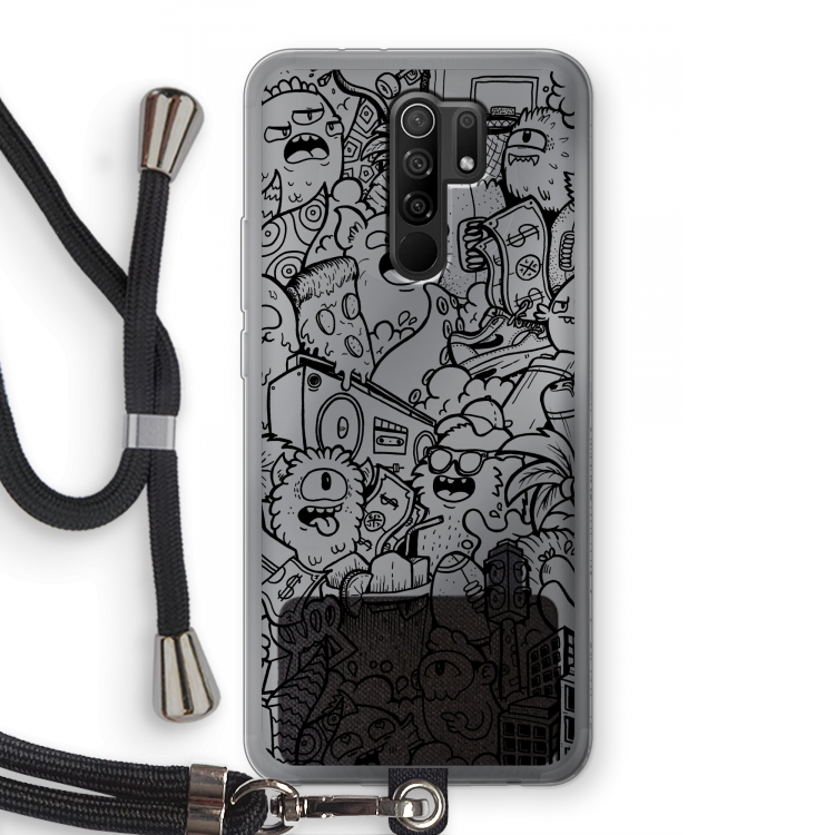 Vexx Black City : Xiaomi Redmi 9 Transparant Hoesje met koord