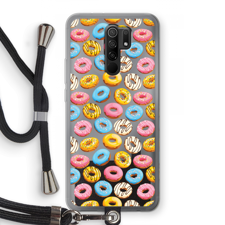 Pink donuts: Xiaomi Redmi 9 Transparant Hoesje met koord