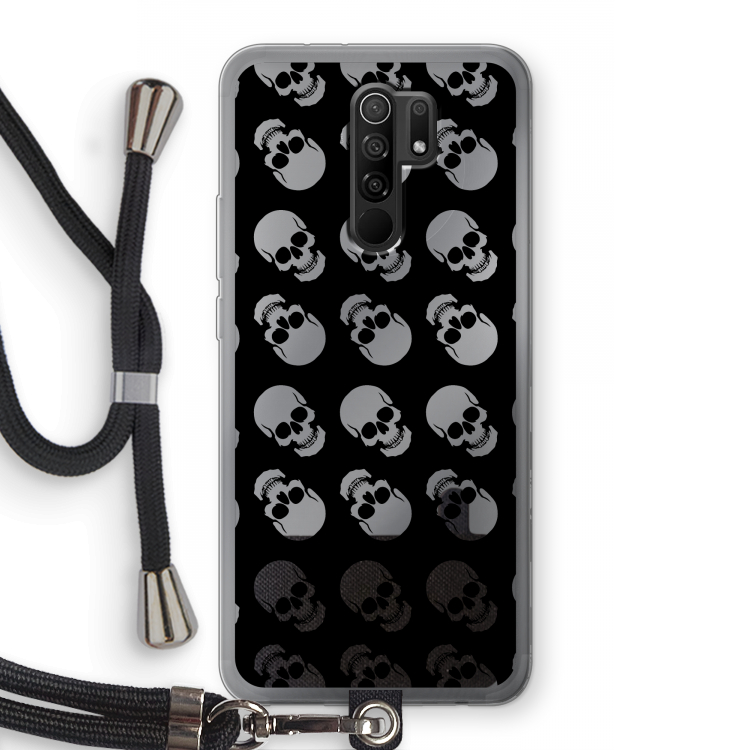 Musketon Skulls: Xiaomi Redmi 9 Transparant Hoesje met koord