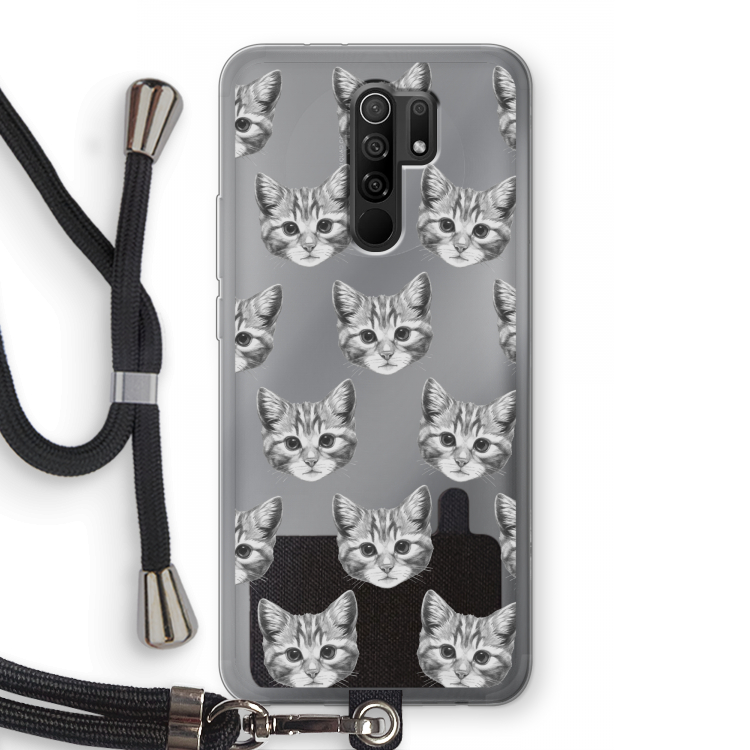 Kitten: Xiaomi Redmi 9 Transparant Hoesje met koord