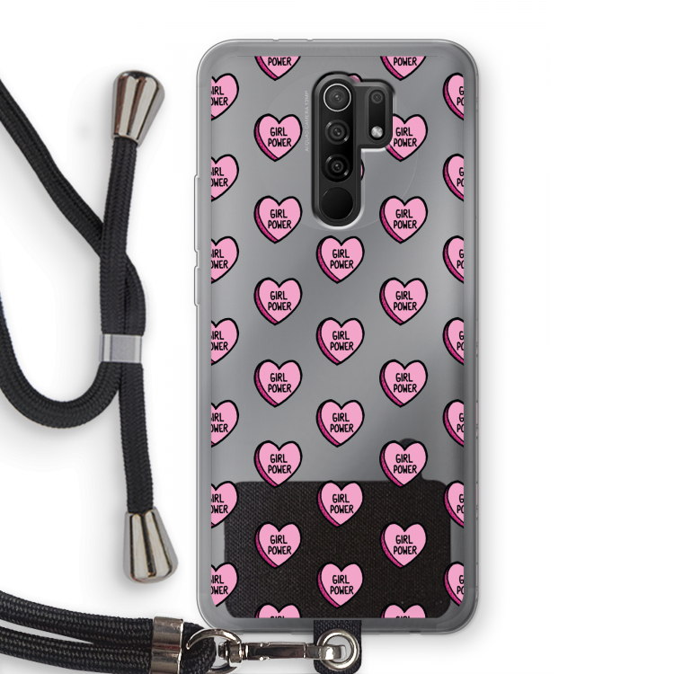 GIRL POWER: Xiaomi Redmi 9 Transparant Hoesje met koord