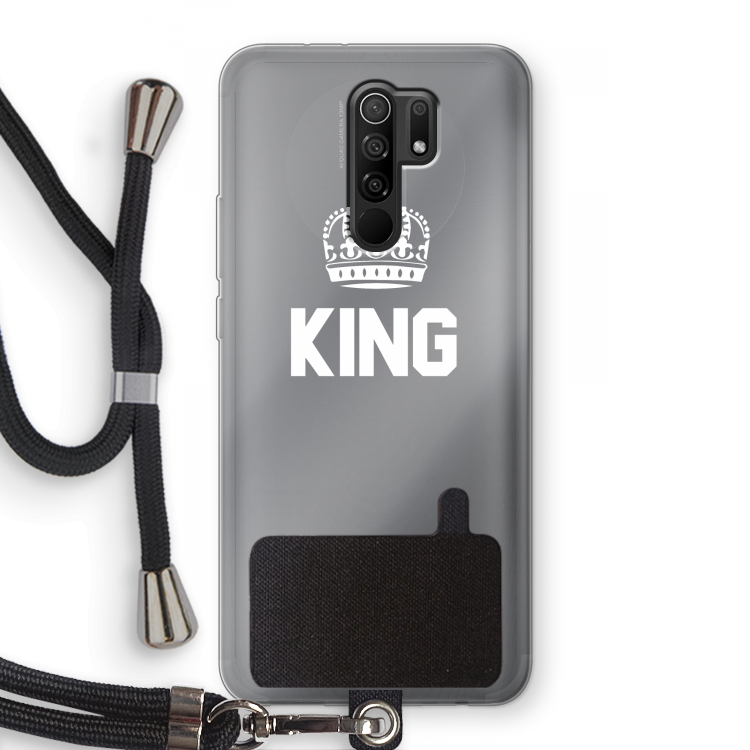 King zwart: Xiaomi Redmi 9 Transparant Hoesje met koord