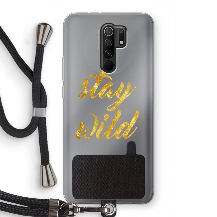 Stay wild: Xiaomi Redmi 9 Transparant Hoesje met koord