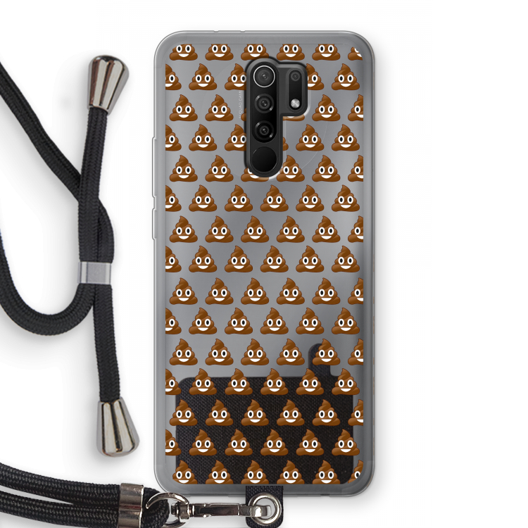 Poop emoji: Xiaomi Redmi 9 Transparant Hoesje met koord