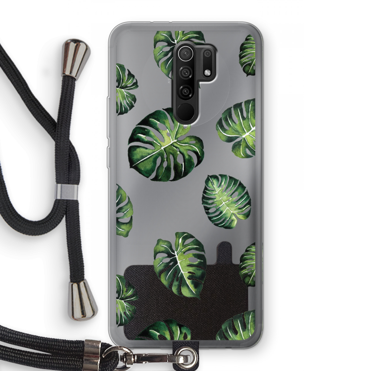 Tropische bladeren: Xiaomi Redmi 9 Transparant Hoesje met koord