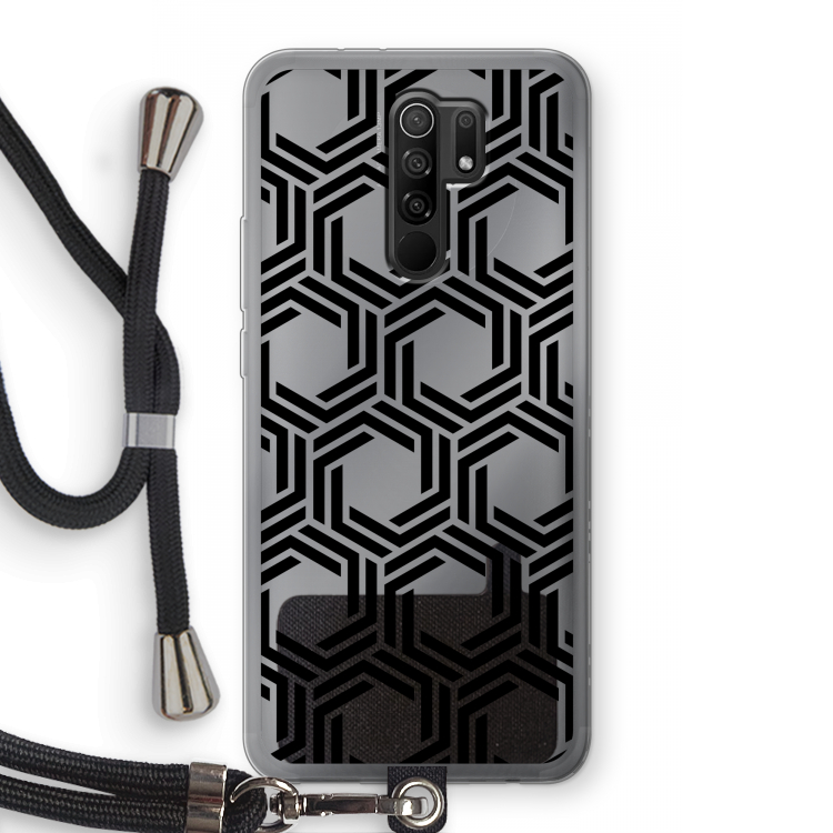 Geometrisch patroon: Xiaomi Redmi 9 Transparant Hoesje met koord