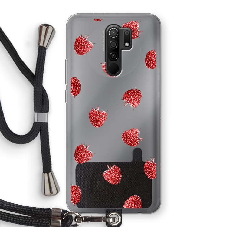 Framboosjes: Xiaomi Redmi 9 Transparant Hoesje met koord