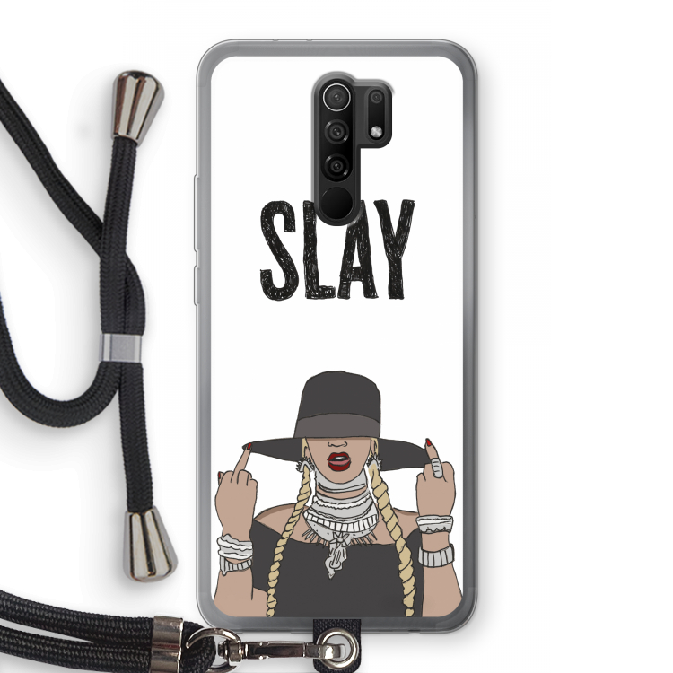 Slay All Day: Xiaomi Redmi 9 Transparant Hoesje met koord