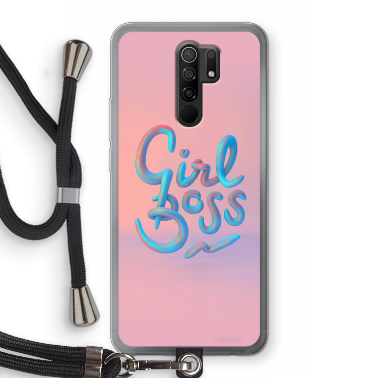 Girl boss: Xiaomi Redmi 9 Transparant Hoesje met koord