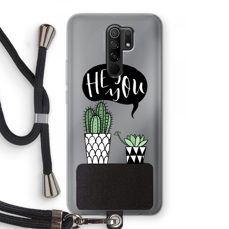 Hey you cactus: Xiaomi Redmi 9 Transparant Hoesje met koord