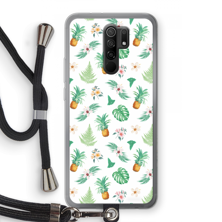 Ananas bladeren: Xiaomi Redmi 9 Transparant Hoesje met koord