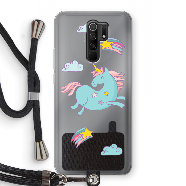 Vliegende eenhoorn: Xiaomi Redmi 9 Transparant Hoesje met koord