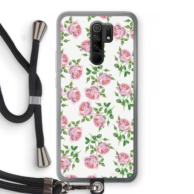 Kleine roosjes: Xiaomi Redmi 9 Transparant Hoesje met koord