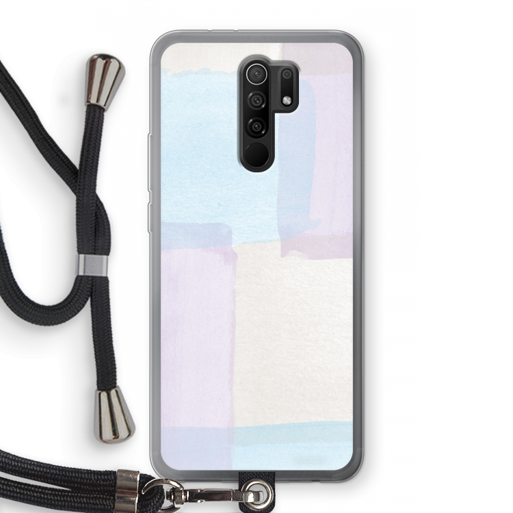 Square pastel: Xiaomi Redmi 9 Transparant Hoesje met koord