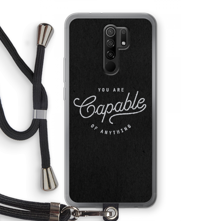 Capable: Xiaomi Redmi 9 Transparant Hoesje met koord