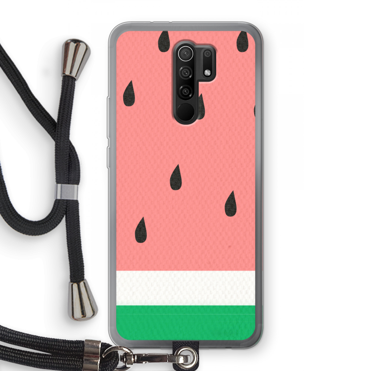 Watermeloen: Xiaomi Redmi 9 Transparant Hoesje met koord